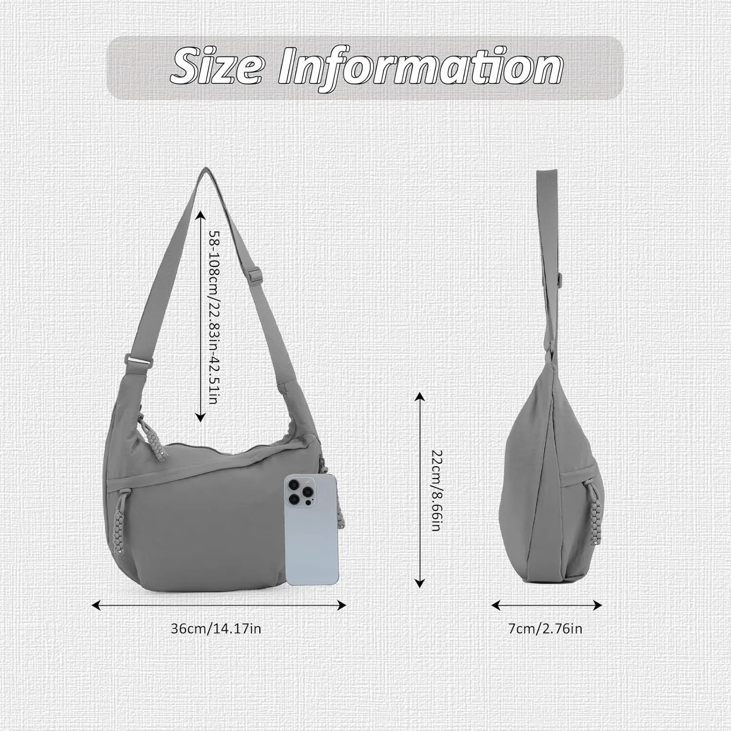 Fecialy Crescent Hobo Crossbody Bag - Multi-Pocket Sling Moon Slouchy Dumpling Bag for Women & Men