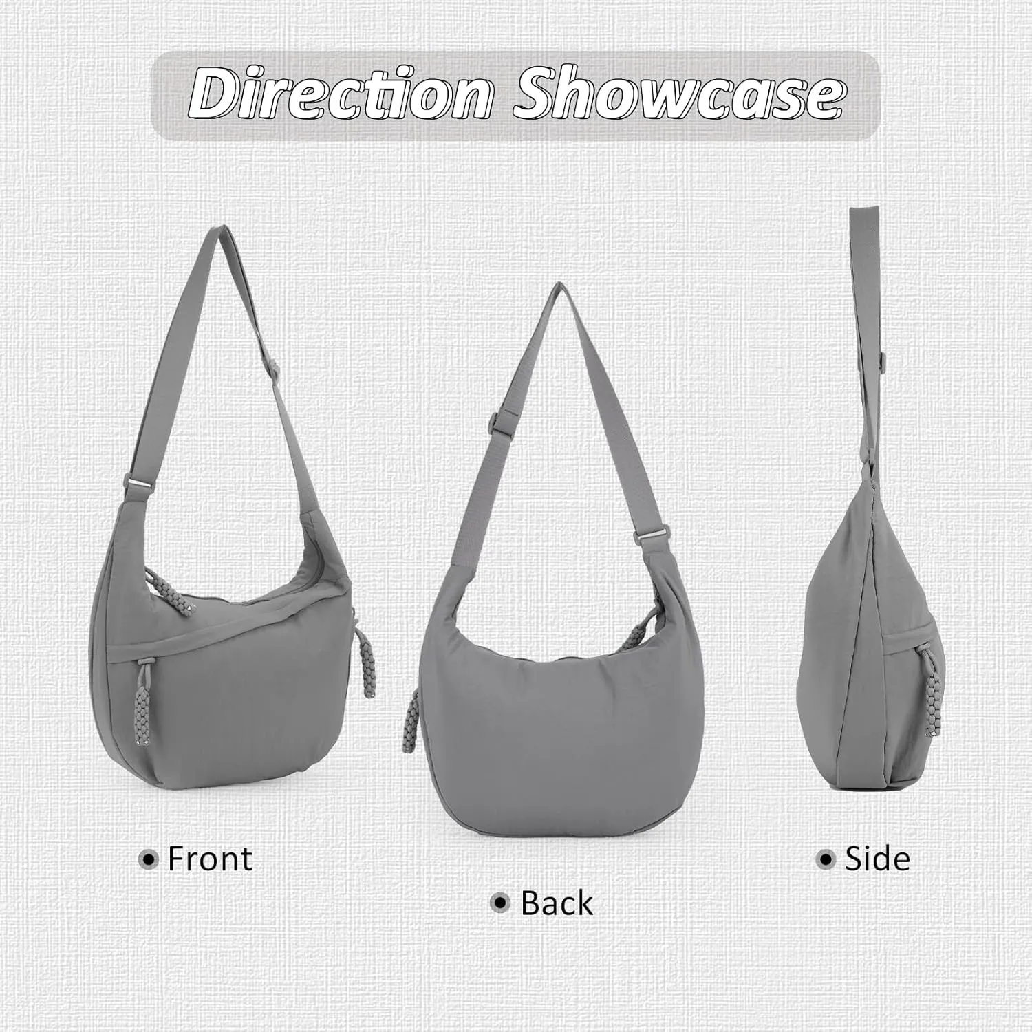 Fecialy Crescent Hobo Crossbody Bag - Multi-Pocket Sling Moon Slouchy Dumpling Bag for Women & Men