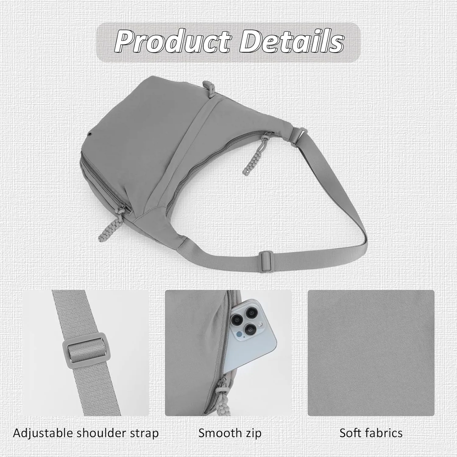 Fecialy Crescent Hobo Crossbody Bag - Multi-Pocket Sling Moon Slouchy Dumpling Bag for Women & Men