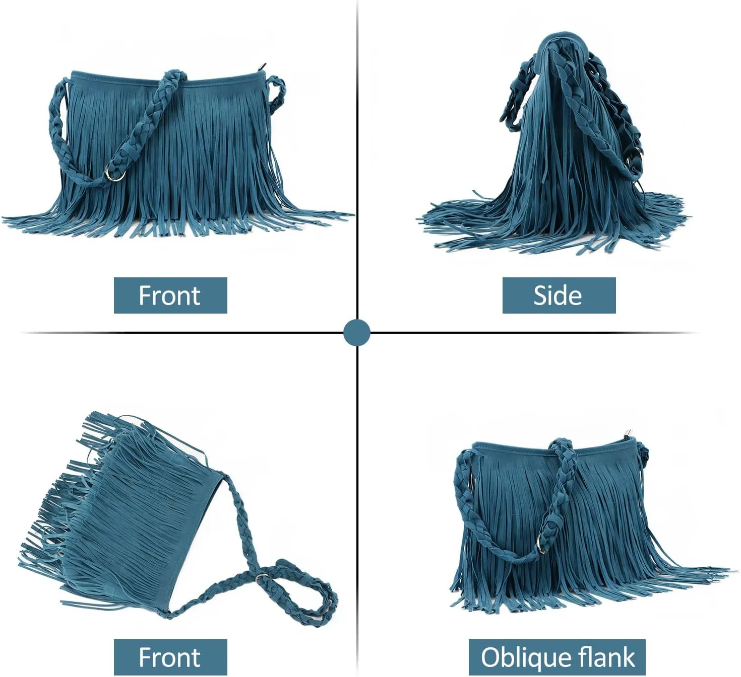 Fecialy Faux Suede Fringe Crossbody Bags for Women Western Hippie Shoulder Bag Messenger Bag Sling Bag
