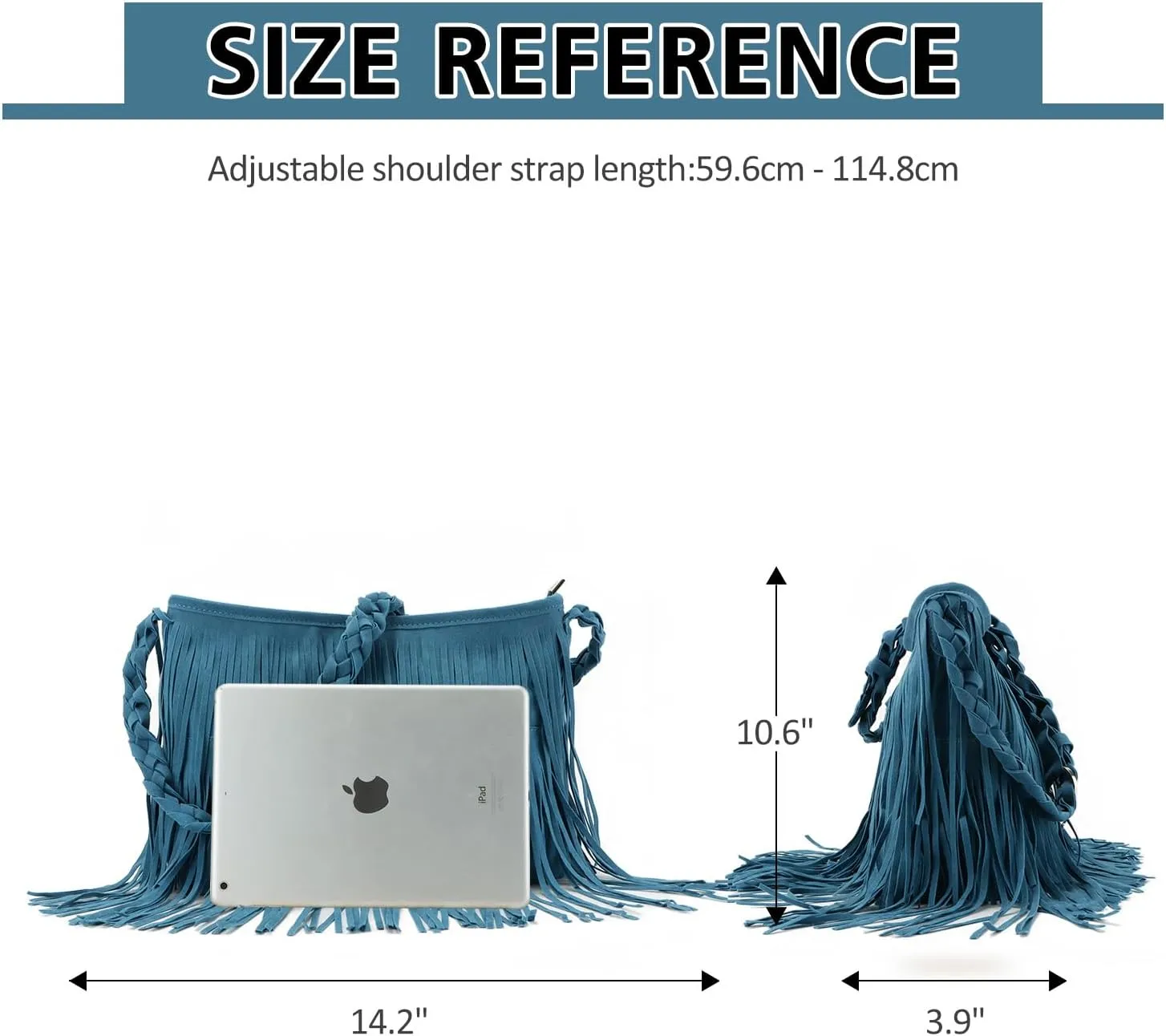 Fecialy Faux Suede Fringe Crossbody Bags for Women Western Hippie Shoulder Bag Messenger Bag Sling Bag
