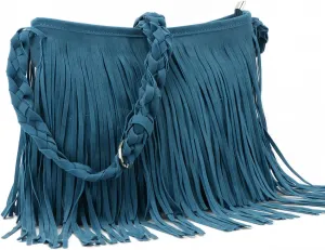 Fecialy Faux Suede Fringe Crossbody Bags for Women Western Hippie Shoulder Bag Messenger Bag Sling Bag