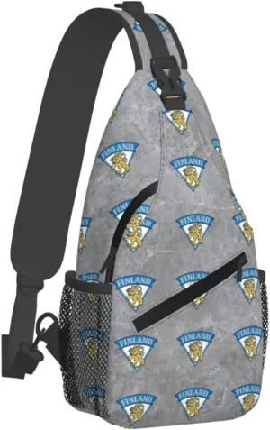 Finland-Flag-Finnish-Travel-Lion- Sling Bag Crossbody Backpack Shoulder Casual Daypack Bag for Men Women