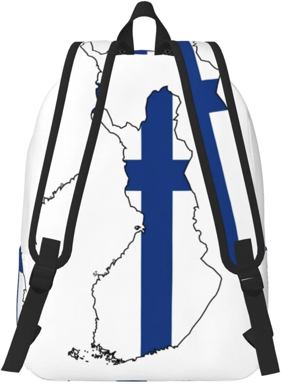Finnish Flag Map print Hiking Backpack Casual Daypack Outdoor Travel Backpacks Bookbag for Men Women Adult