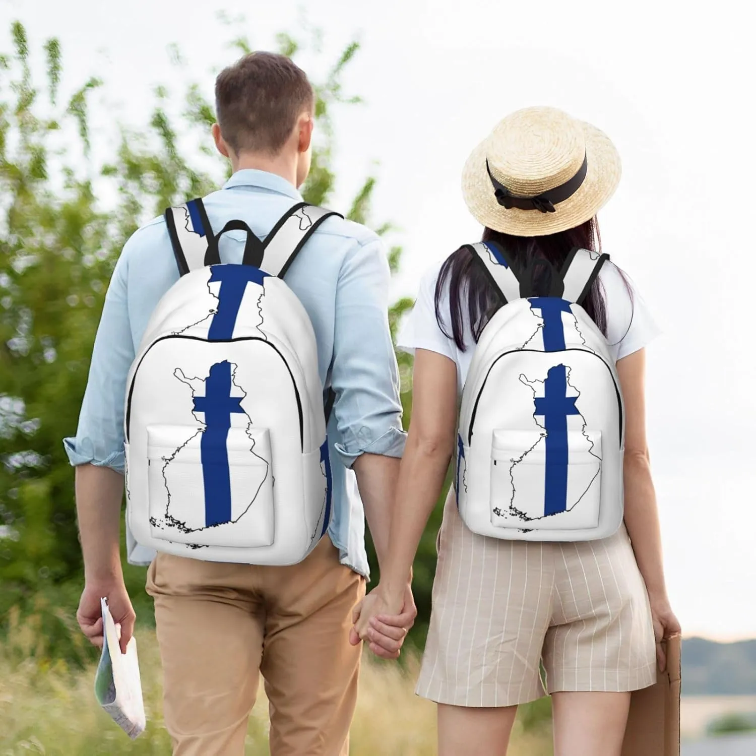 Finnish Flag Map print Hiking Backpack Casual Daypack Outdoor Travel Backpacks Bookbag for Men Women Adult