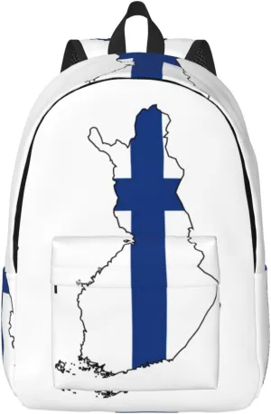 Finnish Flag Map print Hiking Backpack Casual Daypack Outdoor Travel Backpacks Bookbag for Men Women Adult