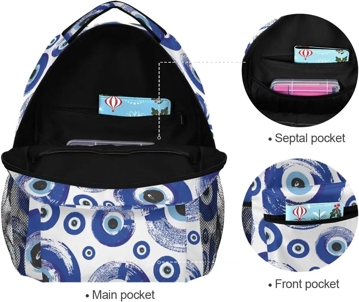 Fisyme Evil Turkish Eyes Backpack Laptop Bag Daypack Travel Hiking School Backpacks for Men Women Kids Girls Boys