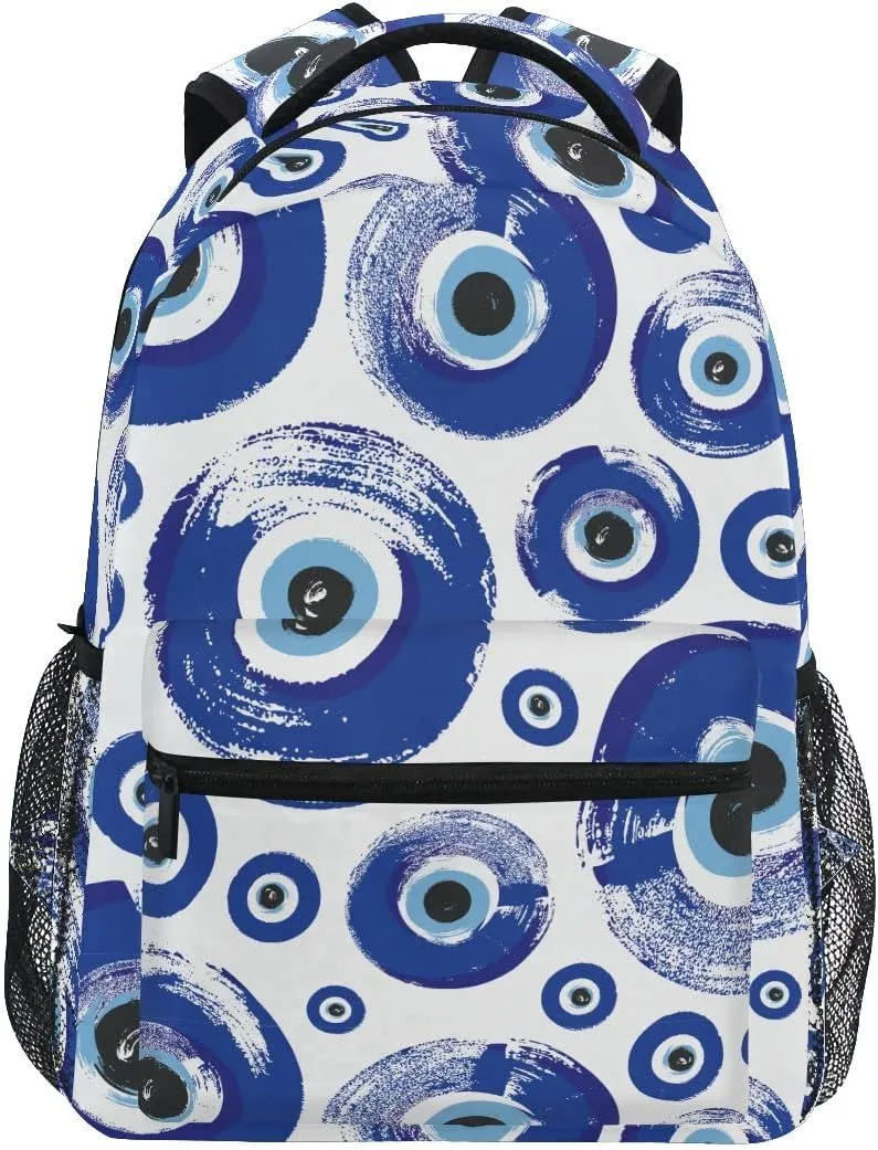 Fisyme Evil Turkish Eyes Backpack Laptop Bag Daypack Travel Hiking School Backpacks for Men Women Kids Girls Boys