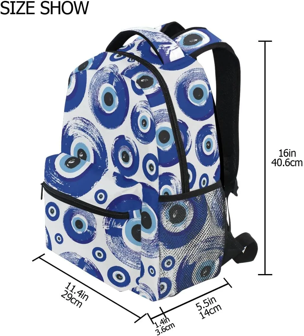 Fisyme Evil Turkish Eyes Backpack Laptop Bag Daypack Travel Hiking School Backpacks for Men Women Kids Girls Boys
