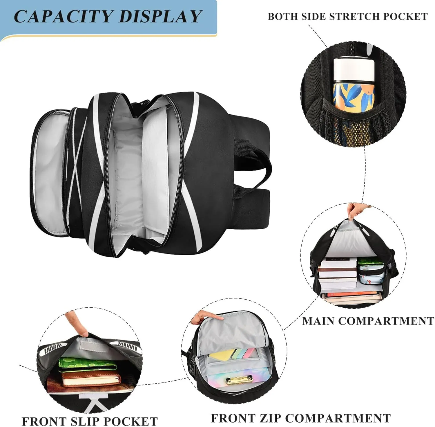 Fisyme Hockey Stick Puck Black School Backpack Laptop Backpack Bags Bookbag Travel Casual Computer Notebooks Daypack