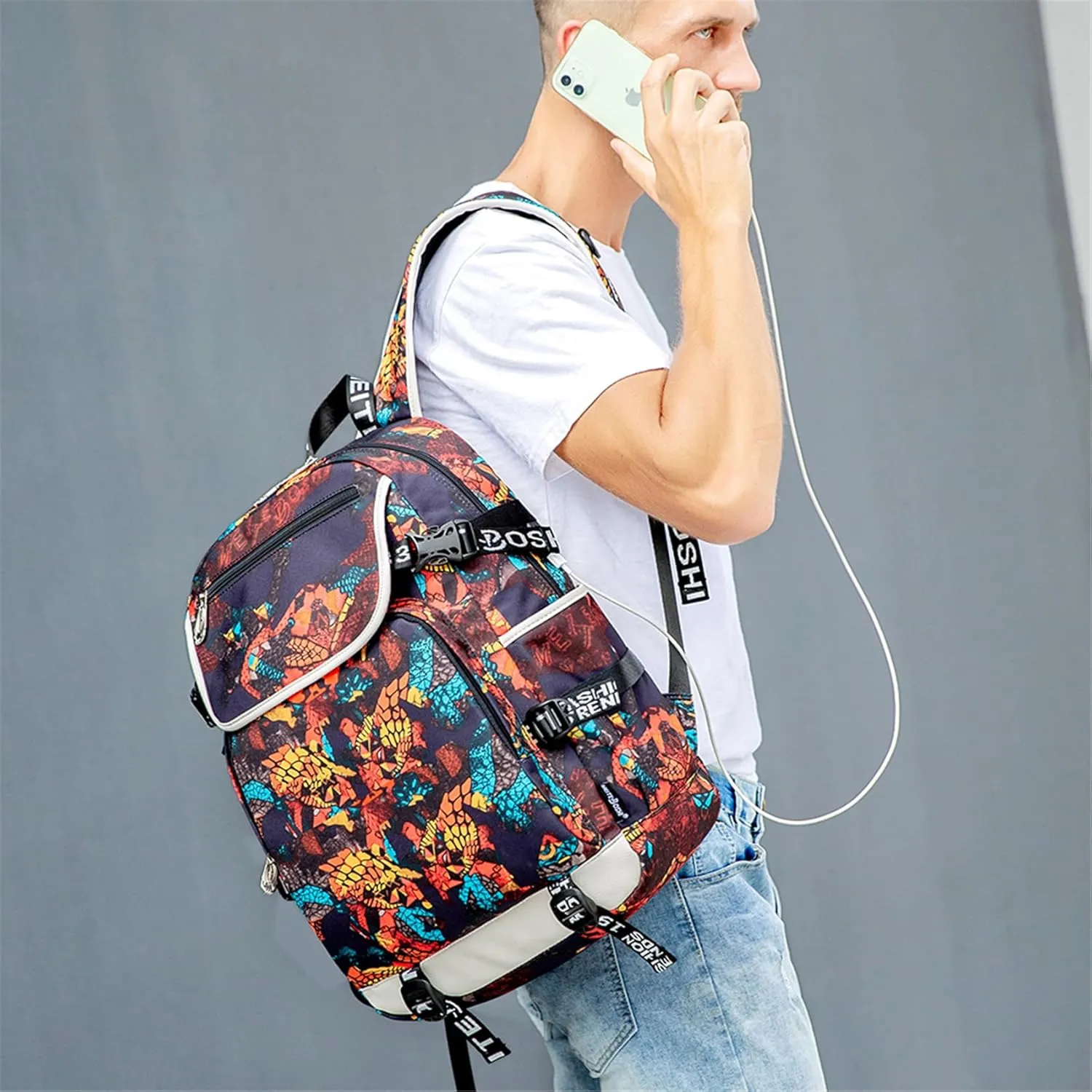 Five Nights Freddy's Waterproof Bookbag Lightweight Canvas Backpack Classic Laptop Bag with USB Charge Port