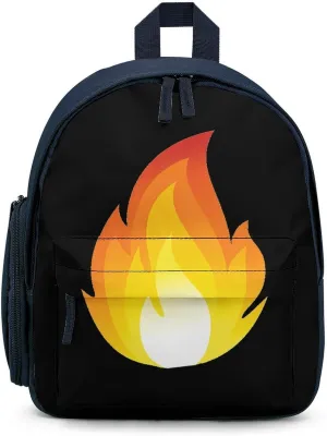 Flaming Fire Simple Backpack Lightweight Cute Printing Shoulder Bag Family Travel Blue-style