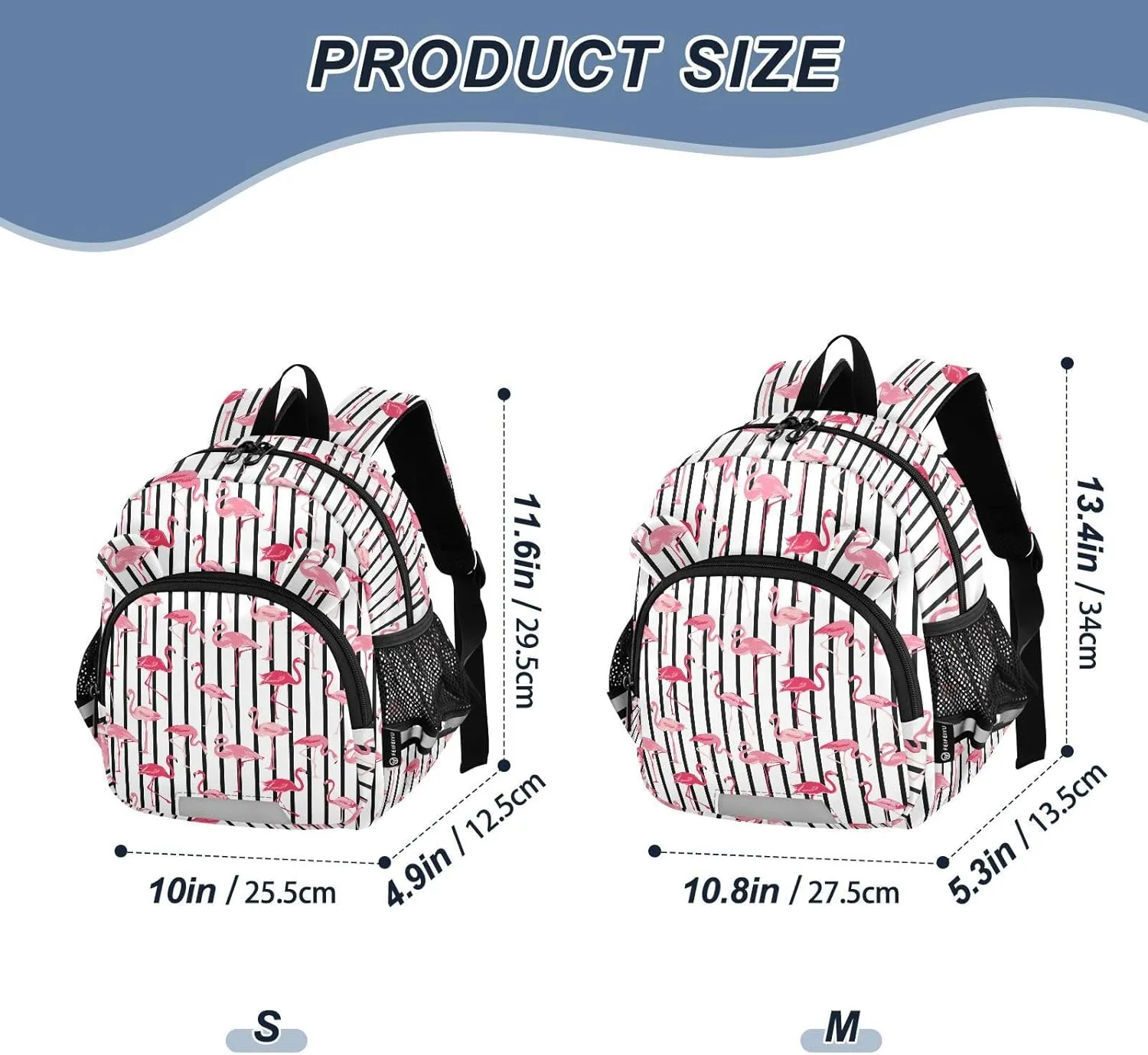 Flamingo Bird Preschool Backpack Retro Daycare Bookbag School Backpack with Traction Rope for Kids 3-6