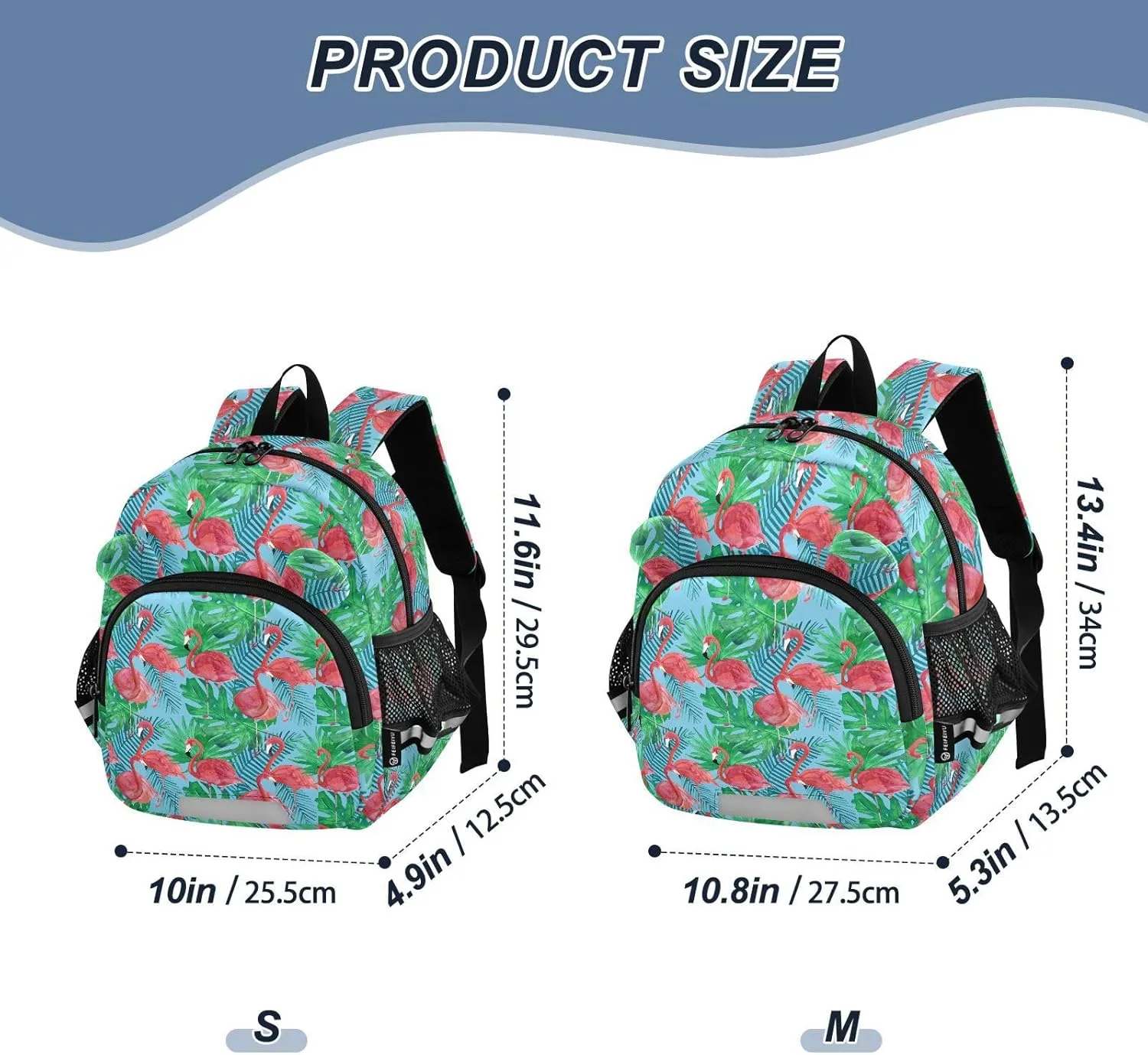 Flamingos Preschool Backpack Beautiful Tropical Bird Daycare Bookbag School Backpack with Traction Rope for Kids 3-6