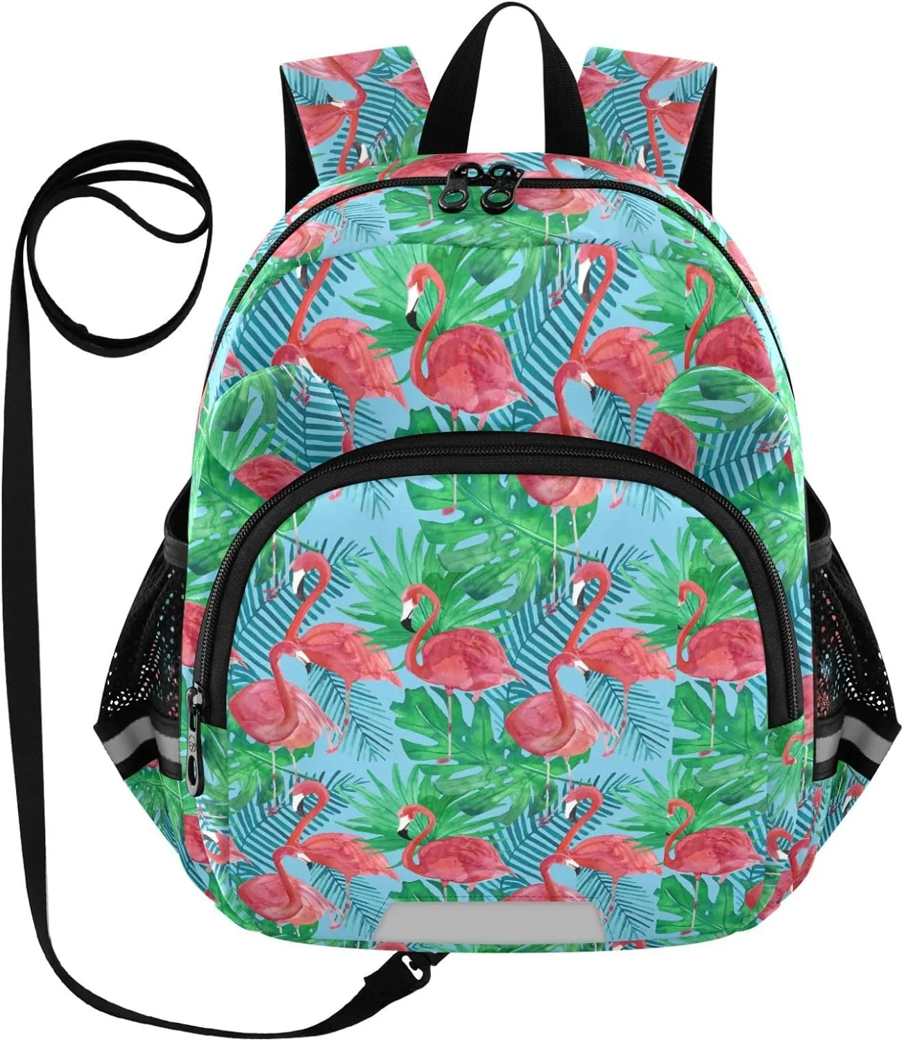 Flamingos Preschool Backpack Beautiful Tropical Bird Daycare Bookbag School Backpack with Traction Rope for Kids 3-6