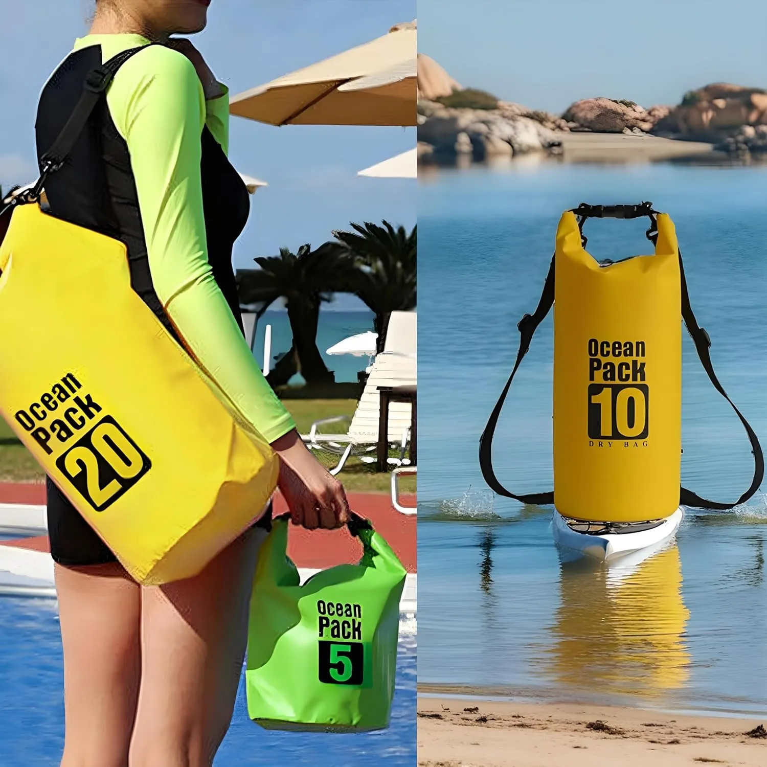 Floating Waterproof Dry Bag Backpack 5L/10L/20L, Roll Top Bag for Kayaking, Rafting, Boating, Swimming, Camping, Hiking, Beach, Fishing, Waterproof Beach Bag. (Blue, 20L)
