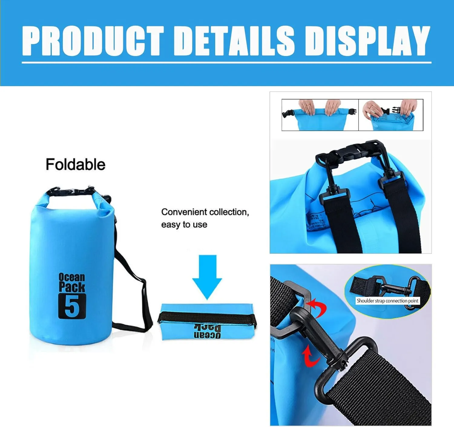 Floating Waterproof Dry Bag Backpack 5L/10L/20L, Roll Top Bag for Kayaking, Rafting, Boating, Swimming, Camping, Hiking, Beach, Fishing, Waterproof Beach Bag. (Blue, 20L)