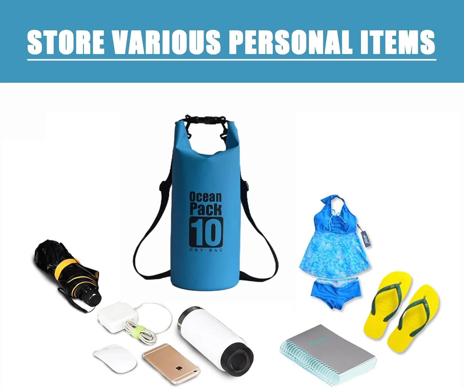 Floating Waterproof Dry Bag Backpack 5L/10L/20L, Roll Top Bag for Kayaking, Rafting, Boating, Swimming, Camping, Hiking, Beach, Fishing, Waterproof Beach Bag. (Blue, 20L)