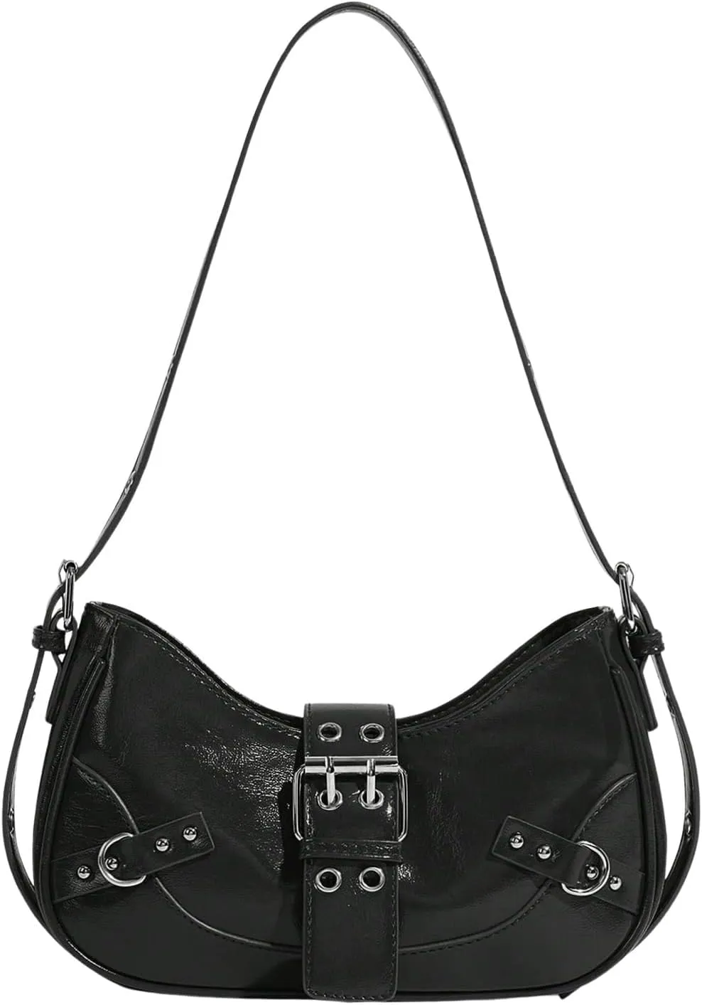 Floerns Women's Y2k Shoulder Bag Rivet Adjustable Straps Hobo Bag Punk Crossbody Purse