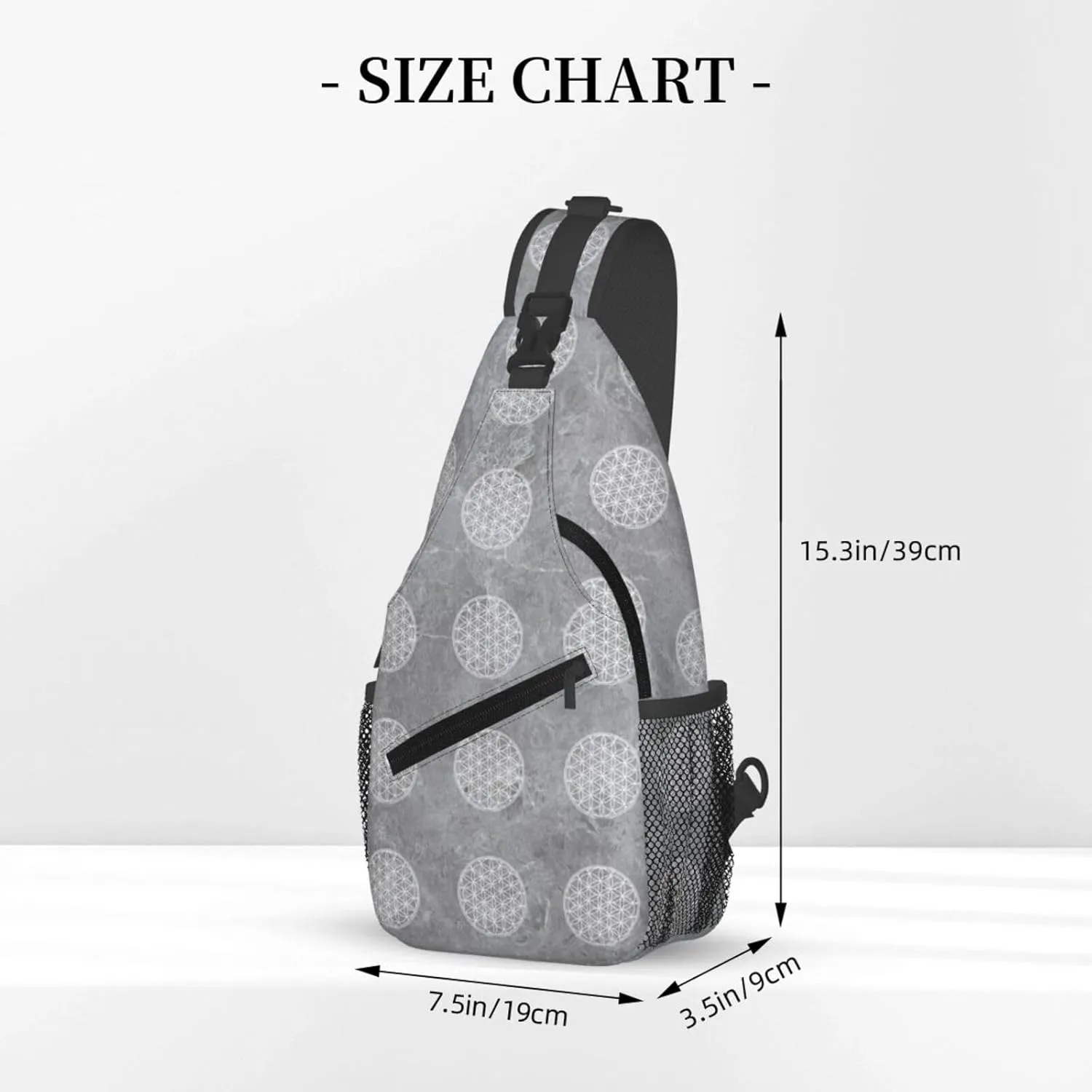 Flower of Life Sacred Geometry Sling Bag Crossbody Backpack Shoulder Casual Daypack Bag for Men Women