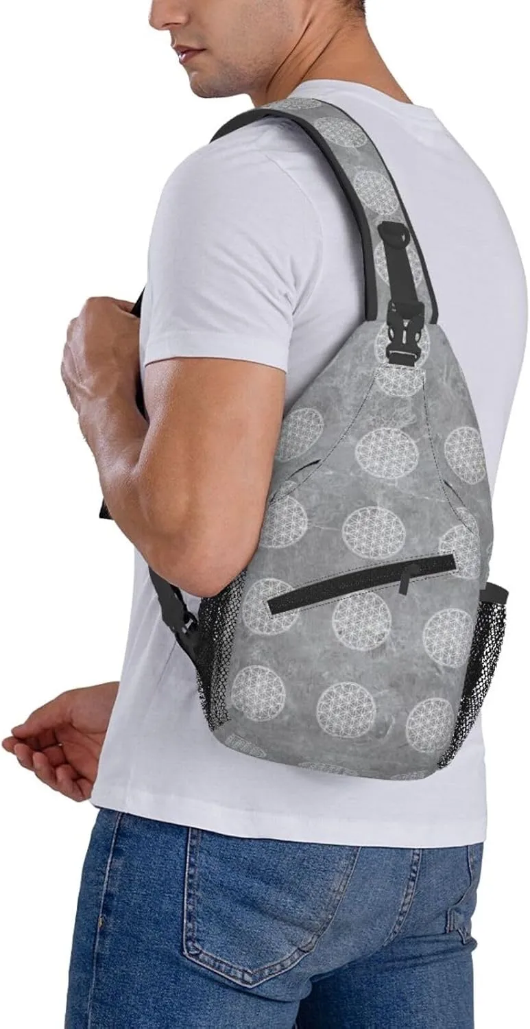 Flower of Life Sacred Geometry Sling Bag Crossbody Backpack Shoulder Casual Daypack Bag for Men Women