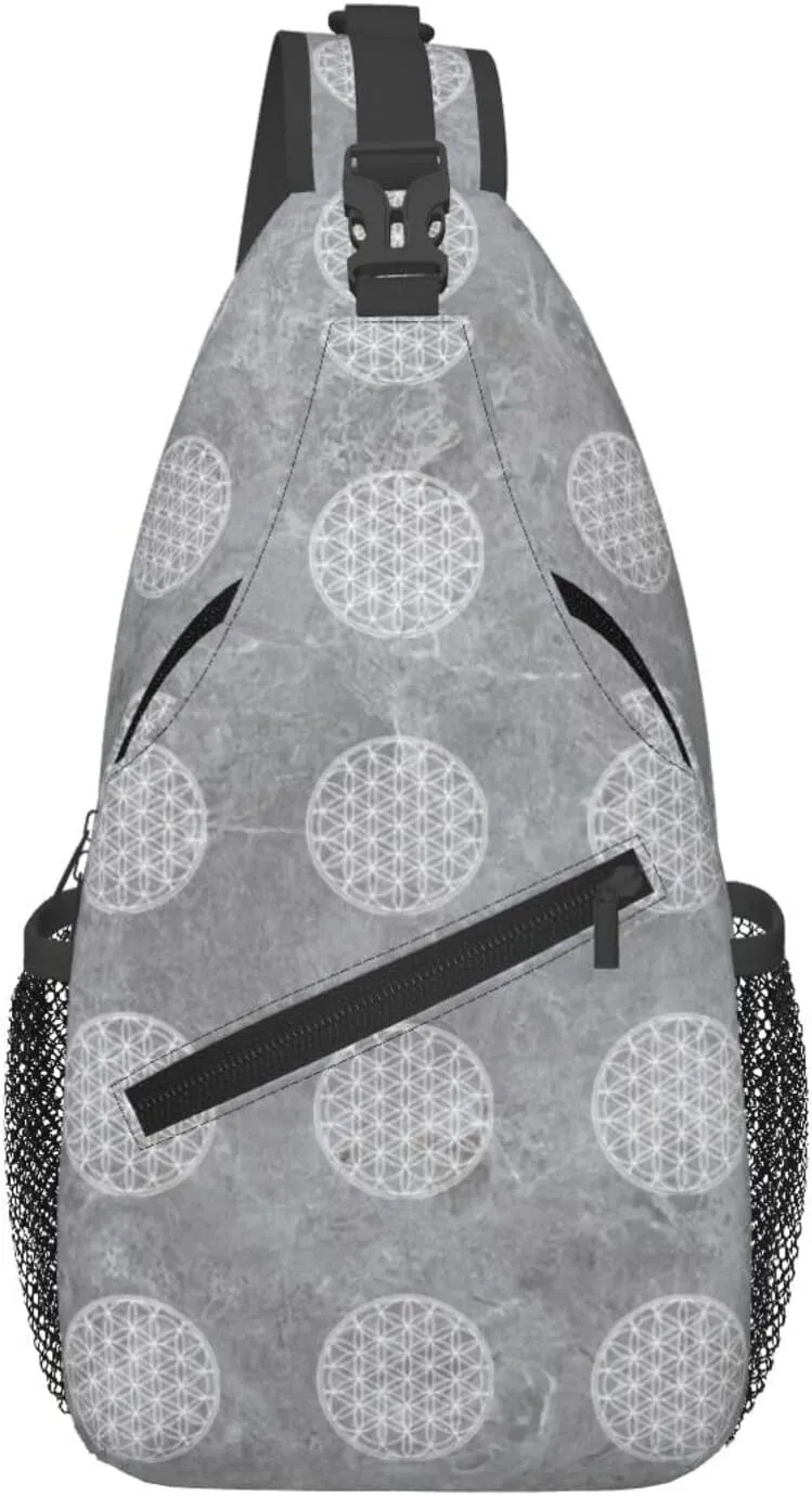 Flower of Life Sacred Geometry Sling Bag Crossbody Backpack Shoulder Casual Daypack Bag for Men Women