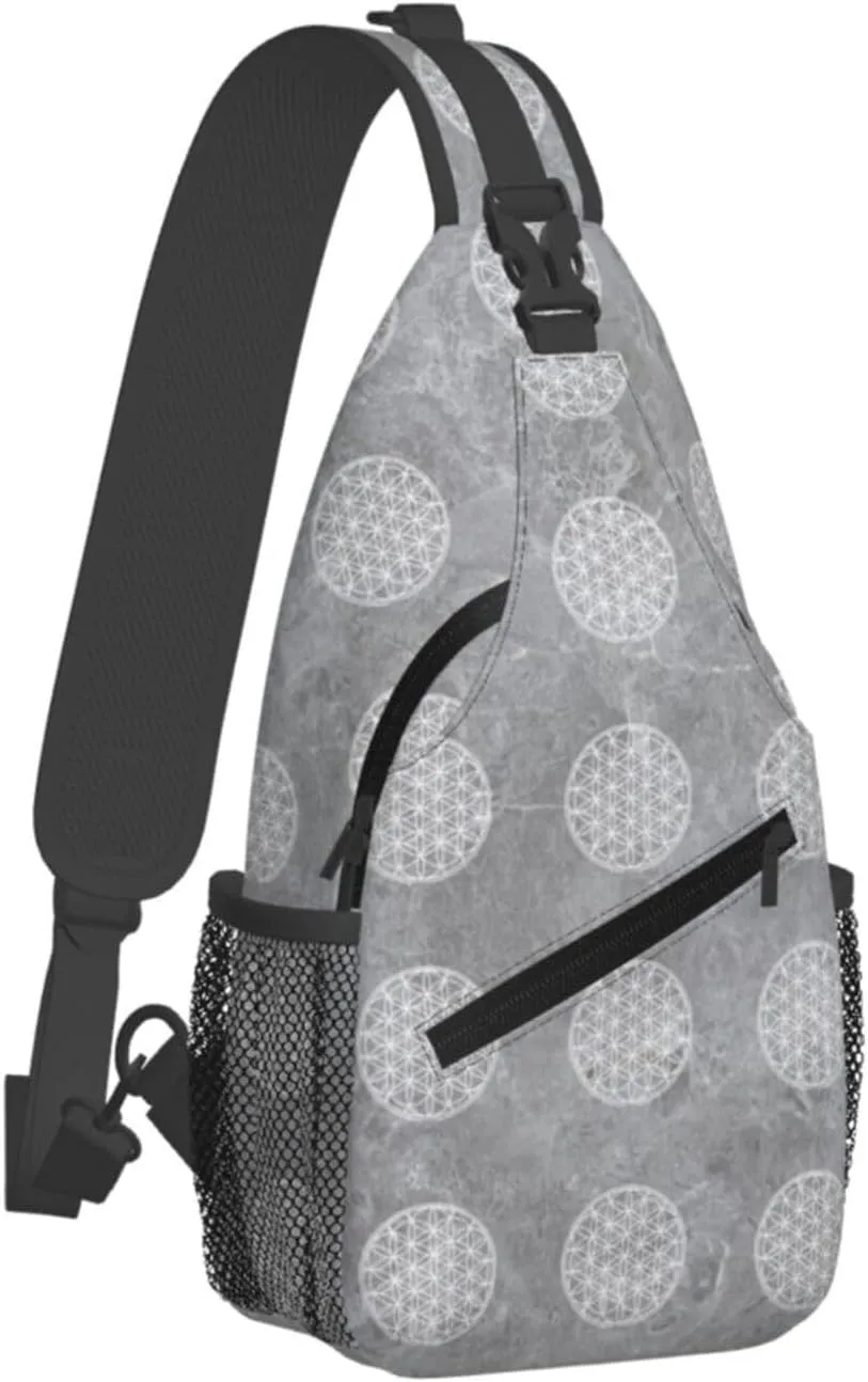 Flower of Life Sacred Geometry Sling Bag Crossbody Backpack Shoulder Casual Daypack Bag for Men Women
