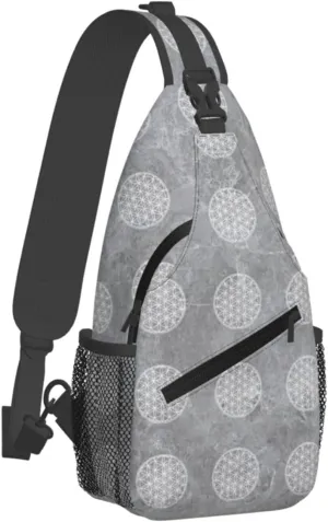 Flower of Life Sacred Geometry Sling Bag Crossbody Backpack Shoulder Casual Daypack Bag for Men Women