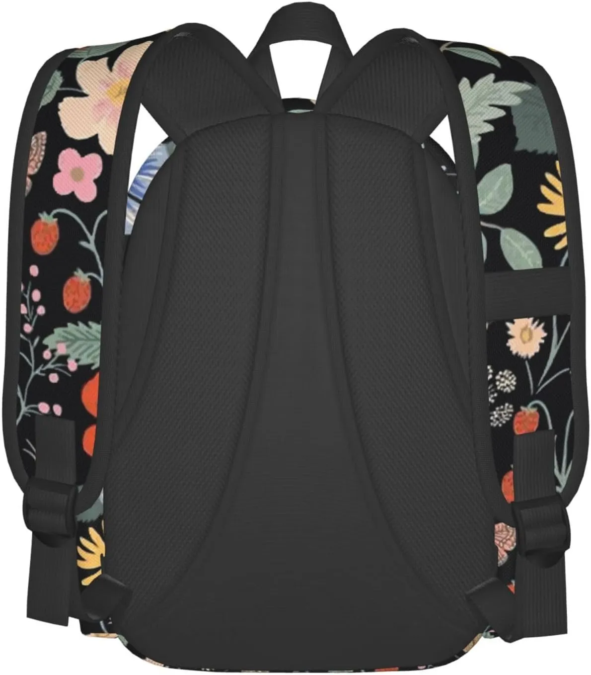 Flowers And Strawberries Stylish Backpack With Adjustable Padded Shoulder Straps Daypacks For College Travel
