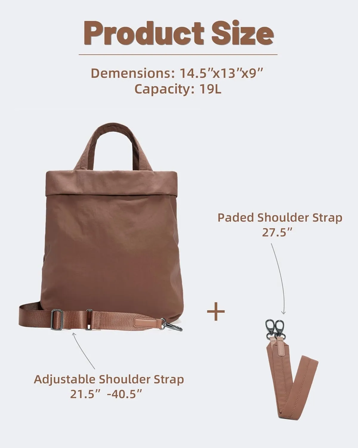 FODOKO Hobo Crossbody Bags 2.0, 19L Large Totes Handbags with Straps for Women, Multi Nylon Shoulder Bags for Travel Gym