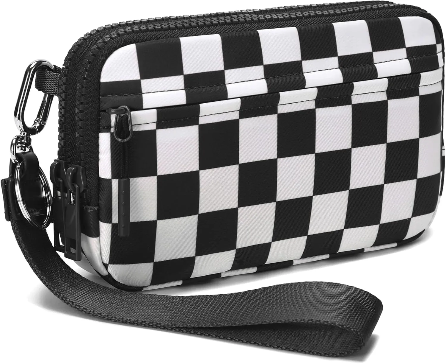 FODOKO Wristlet wallets for women Nylon Quilted Wallet with 4 Zippers,Travel Credit Card,Holder Cell Phone Organizer,coin purse