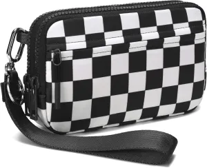 FODOKO Wristlet wallets for women Nylon Quilted Wallet with 4 Zippers,Travel Credit Card,Holder Cell Phone Organizer,coin purse