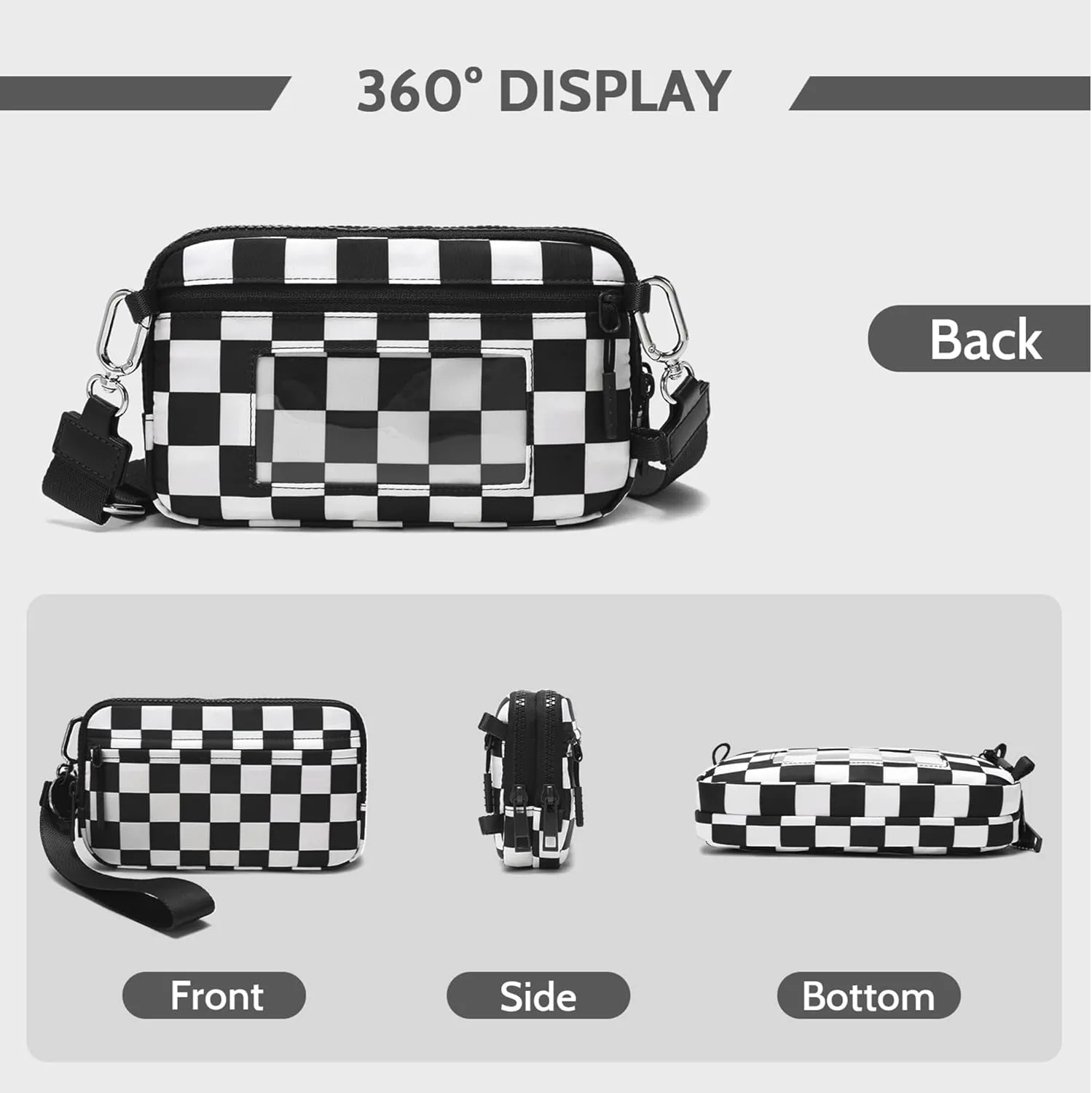 FODOKO Wristlet wallets for women Nylon Quilted Wallet with 4 Zippers,Travel Credit Card,Holder Cell Phone Organizer,coin purse