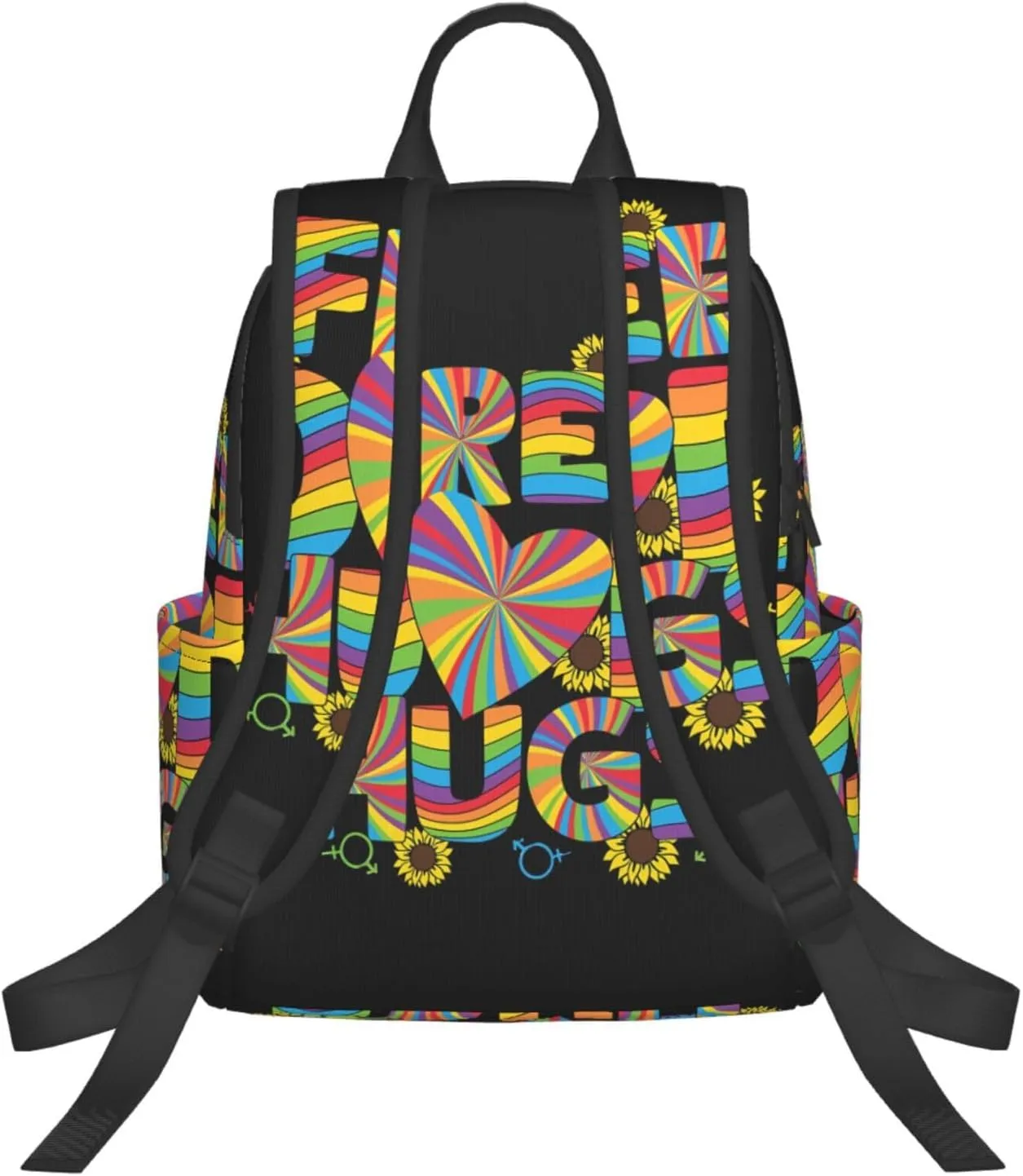 Free Dad Hugs LGBT Rainbow Gay Pride Travel Laptop Backpack Casual Backpacks Double Shoulder Daypack Notebook Rucksack Work Bags Sports Bag for Hiking Camping Beach