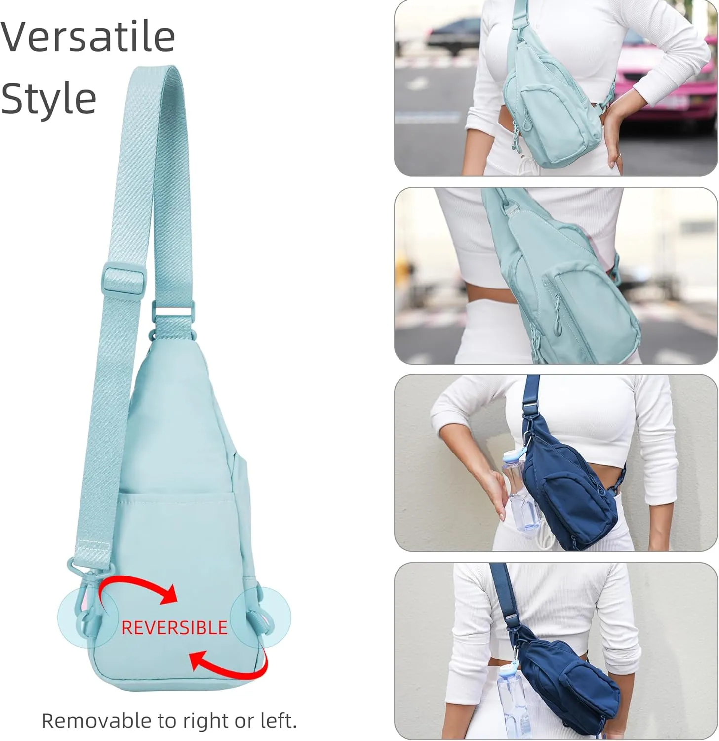 FREE ROCK Small Crossbody Bag Mini Nylon Sling Bag Cross Body Bag Chest Bag For Outdoors Hiking Traveling For Women Men (Ice Blue)