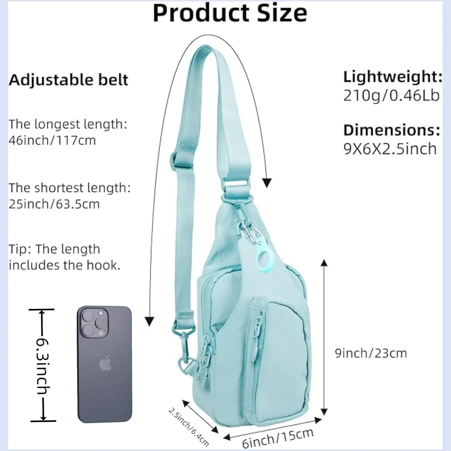 FREE ROCK Small Crossbody Bag Mini Nylon Sling Bag Cross Body Bag Chest Bag For Outdoors Hiking Traveling For Women Men (Ice Blue)