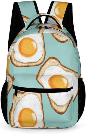 Fried Eggs And Bread Casual Backpack Travel Laptop Cute Basic Shoulder Bag for Work Women & Men
