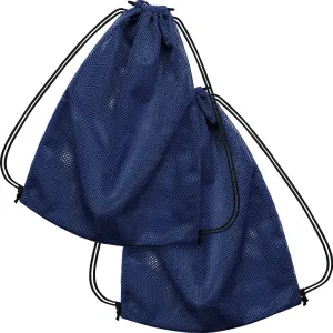Frienda Mesh Drawstring Backpack Bag Multifunction Mesh Bag for Swimming, Gym, Clothes (Navy Blue)