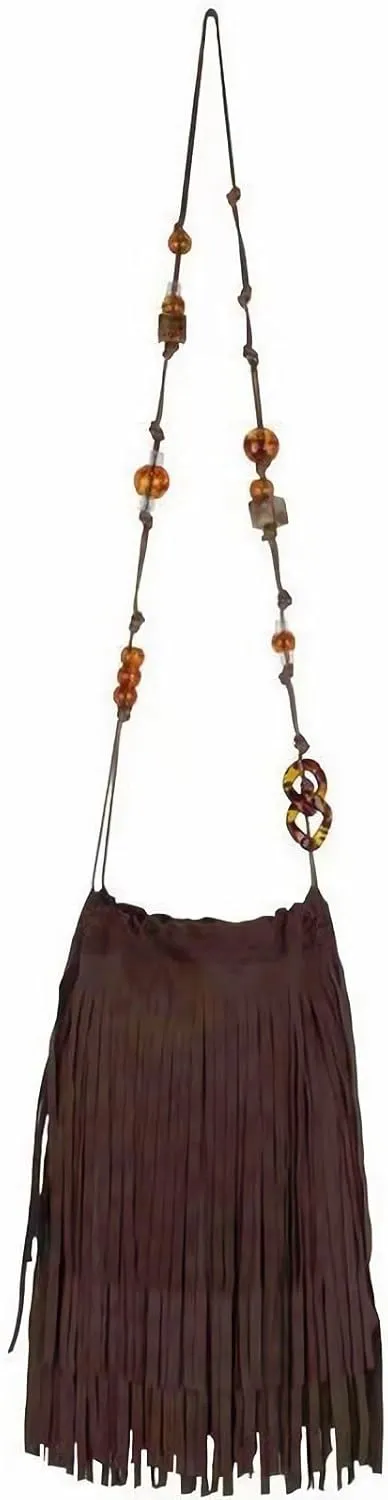 Fringe Crossbody Bag for Women Brown Faux Suede Hobo Bag Vegan Leather Shoulder Bag