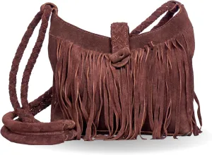 Fringe Crossbody Purse for Women, Genuine Leather, Women Crossbody Boho Purse Tassel, Vintage Hobo Handbag