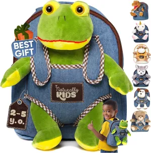 Frog Backpack, Frog Toys for Kids 3-5, Toddler Stuffed Animal Gifts for 2 3 4 5 Year Old Girl Boy