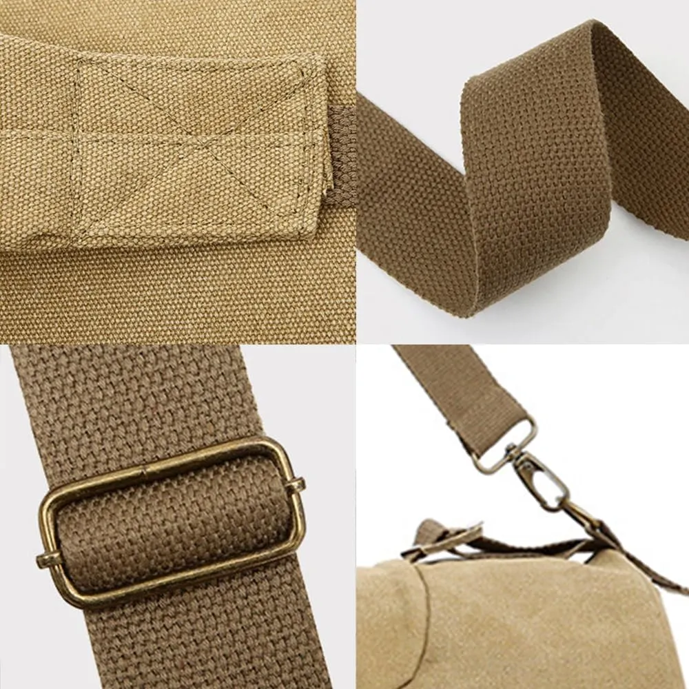FUNSEED Cylinder Crossbody Bag Shoulder Bag Vintage Canvas Backpack For Travel Sports (Army Green)