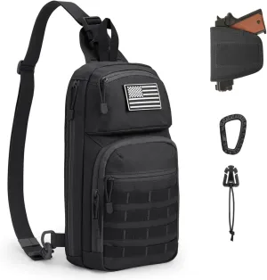 G4Free 10L Tactical EDC Sling Bag Backpack Military Molle Chest Shoulder Assault Pack for Concealed Carry(Black)