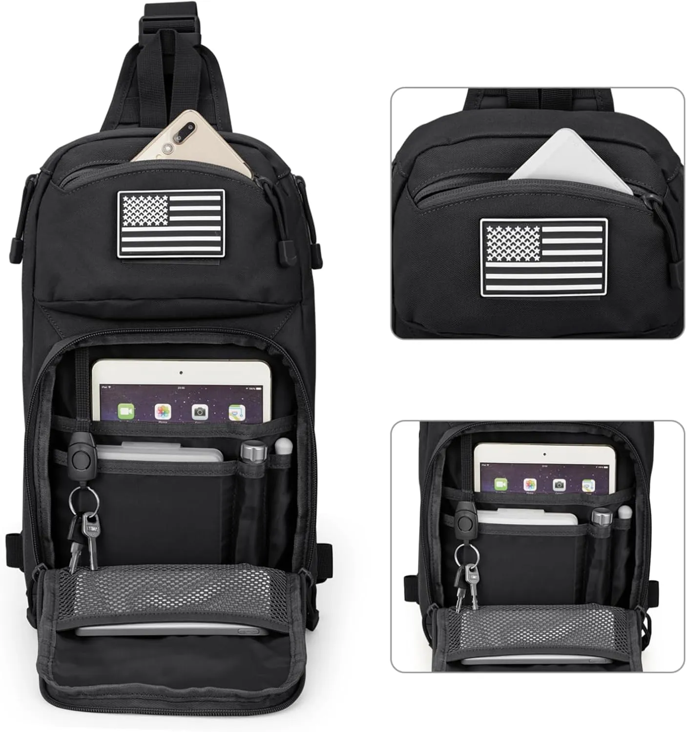 G4Free 10L Tactical EDC Sling Bag Backpack Military Molle Chest Shoulder Assault Pack for Concealed Carry(Black)