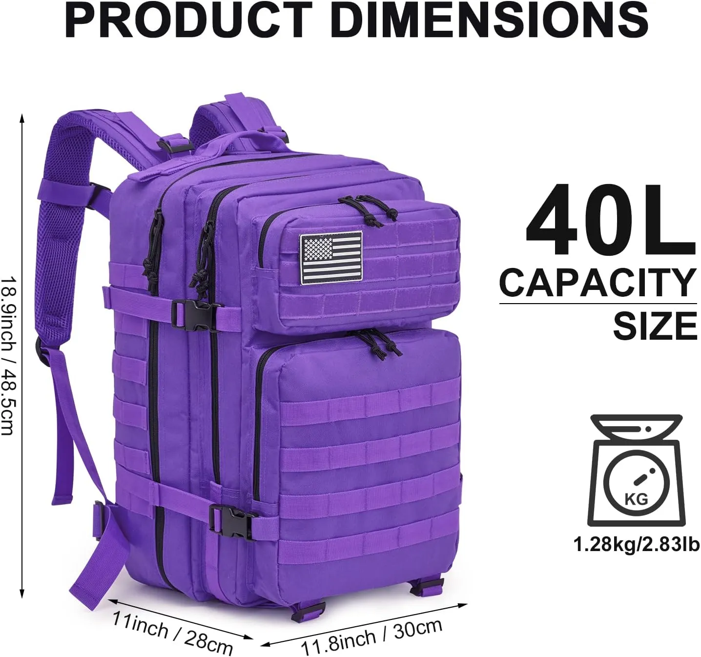 G4Free 40L Military Tactical Backpack 3 Day Assault Survival Molle Pack Bug Out Bag Fishing Backpack Rucksack