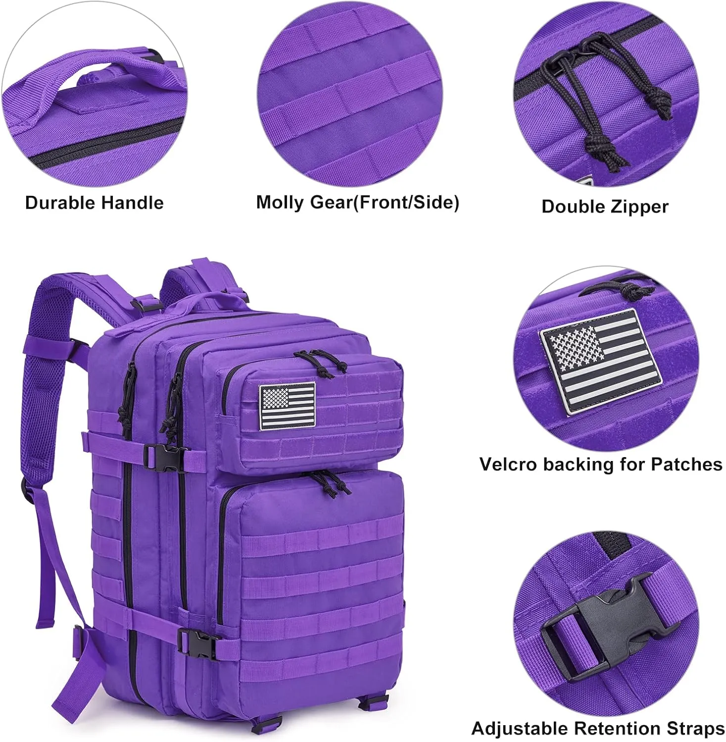G4Free 40L Military Tactical Backpack 3 Day Assault Survival Molle Pack Bug Out Bag Fishing Backpack Rucksack