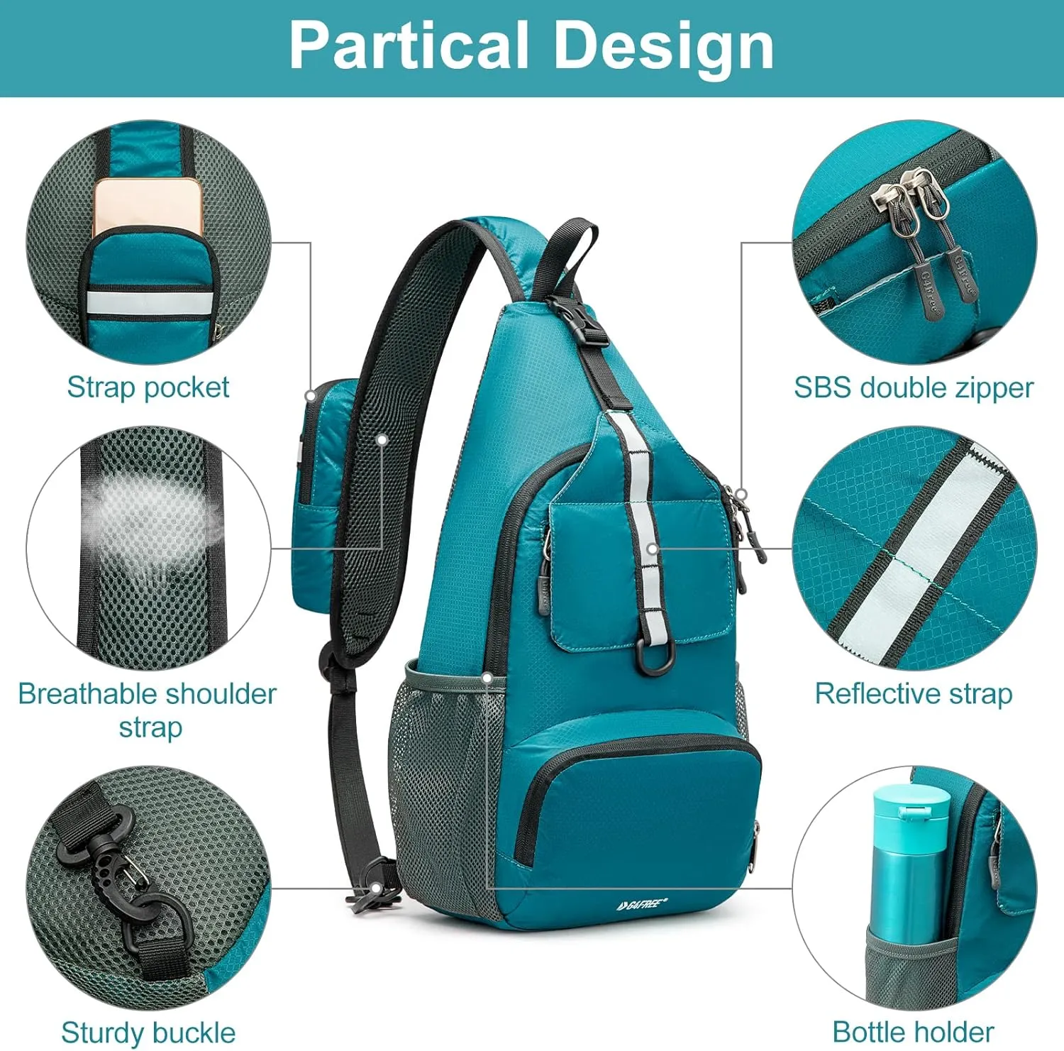 G4Free Packable Sling Backpack, Small Crossbody Sling Bag Travel Hiking Daypack Casual Foldable Shoulder Chest Bag