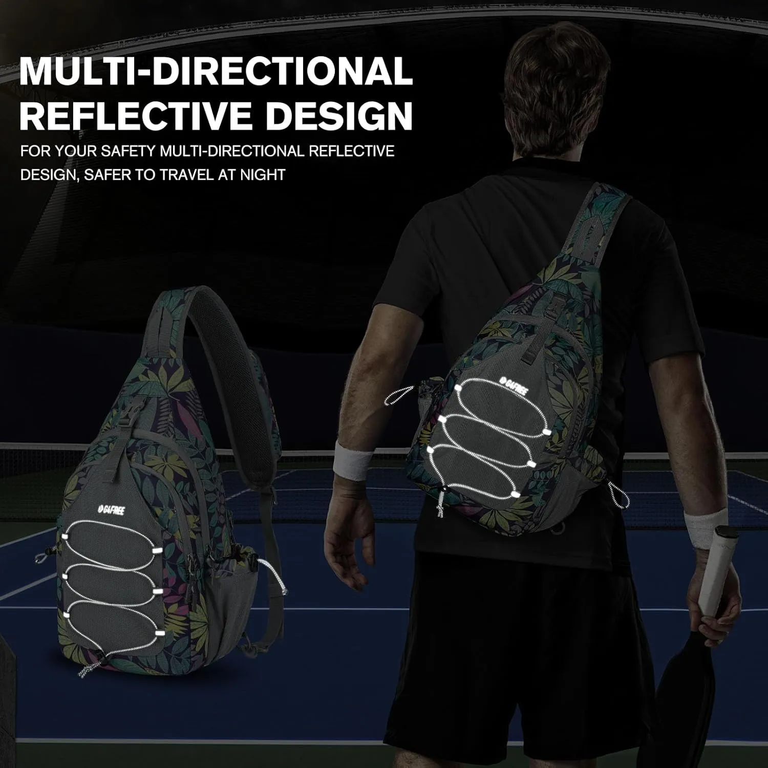 G4Free Pickleball Bag, Crossbody Sling Bag for Men Women, Pickleball Backpack, Pickle Ball Paddle Bag Gifts for Sports