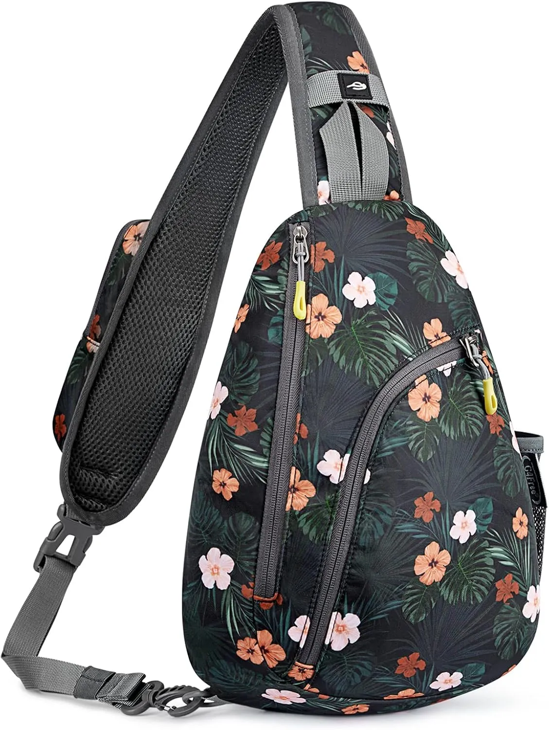 G4Free RFID Sling Bag Crossbody Backpack Casual Chest Shoulder Daypack Gym Bag for Hiking Travel 7L(Black Base Floral)