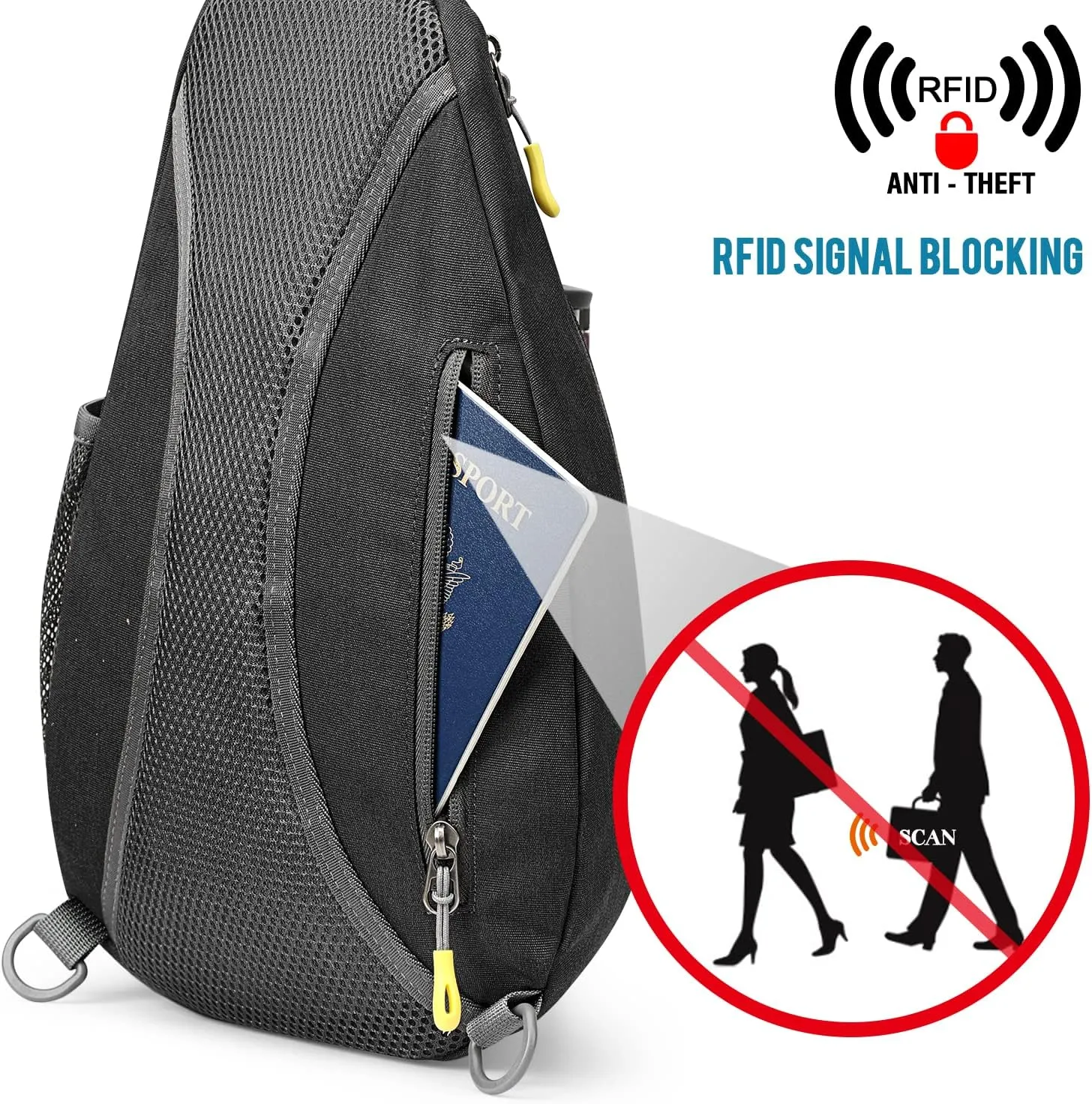 G4Free RFID Sling Bag Crossbody Backpack Casual Chest Shoulder Daypack Gym Bag for Hiking Travel 7L(Gray)